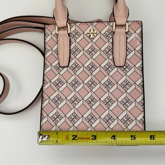 Tory Burch Pink Blush Geo Logo Pattern Mini Shopper Bag Crossbody Bag Purse - Picture 11 of 13